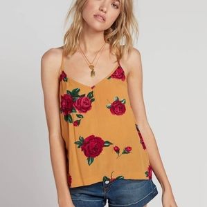 Volcom floral adjustable strap top